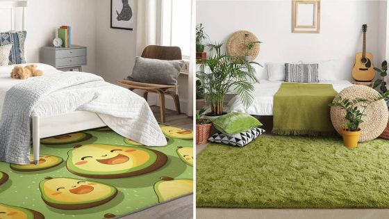 Bedroom with Avocado Green in the Rug