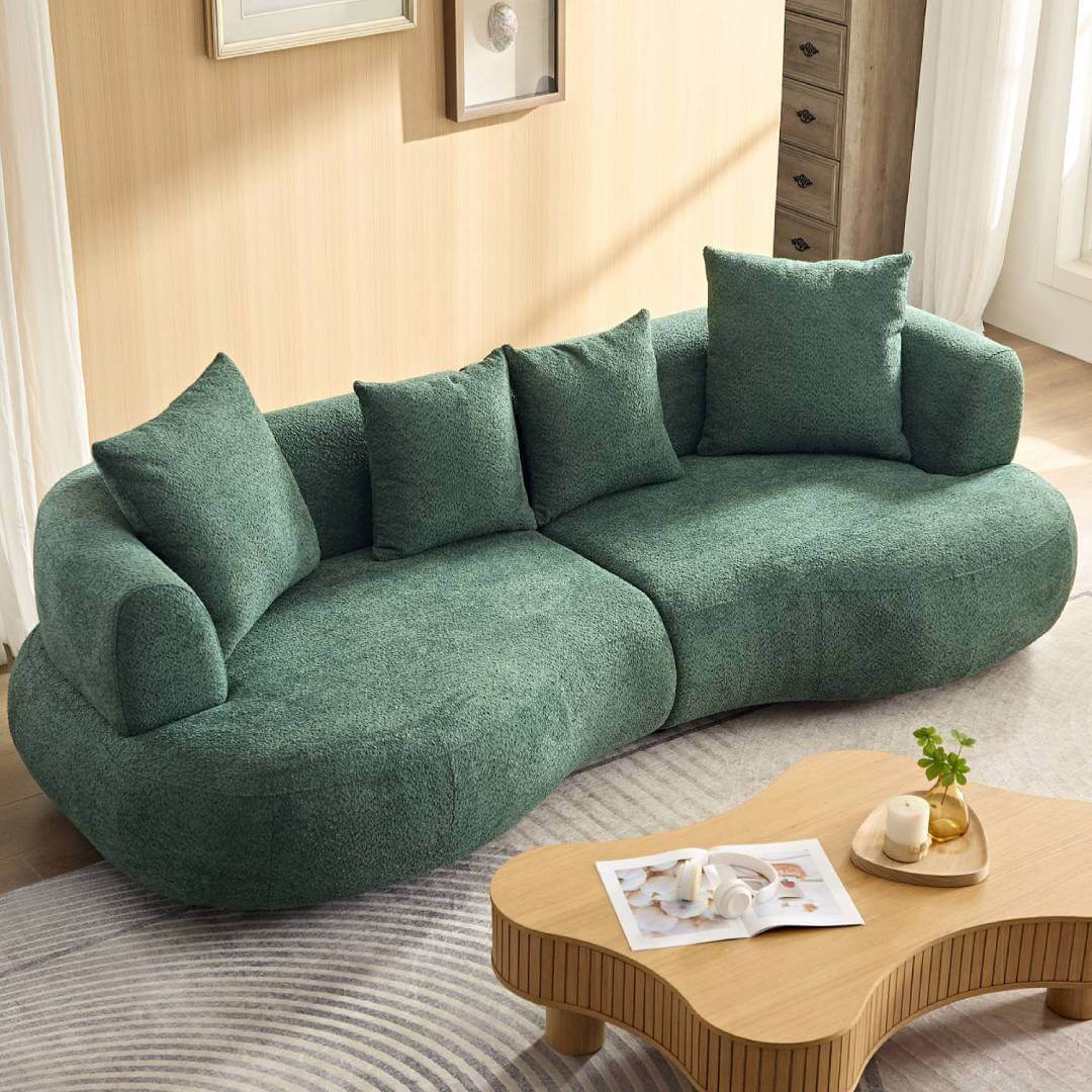 Upholstered Curved Japandi Couch