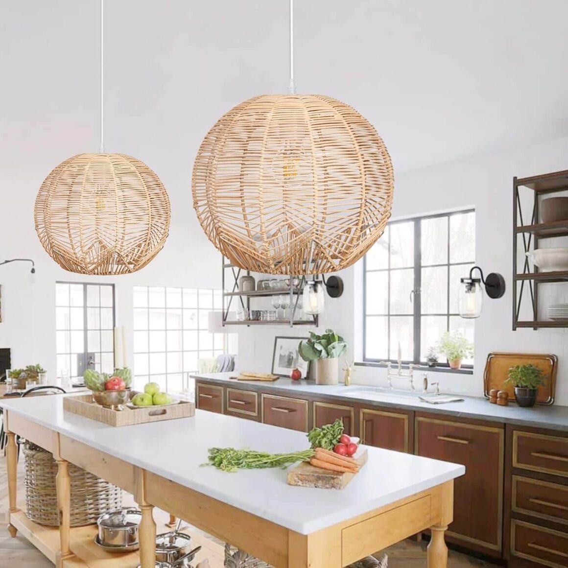 A Japandi Rattan Pendant Light for Kitchens