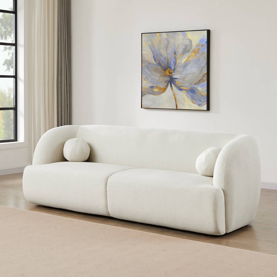 Ashunta 87'' Boucle Recessed Arm Sofa