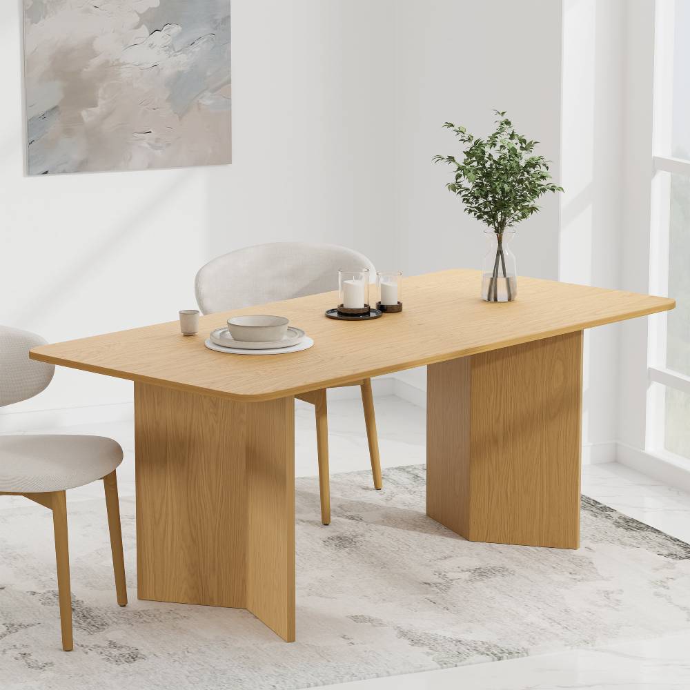 Chantai Wooden Japandi Dining Table in Natural Wood