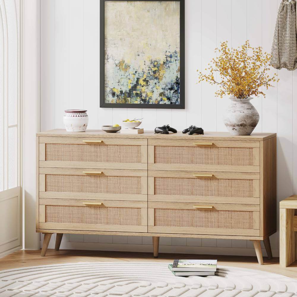 Jakoby Rattan 6 Drawer Double Dresser for Bedroom