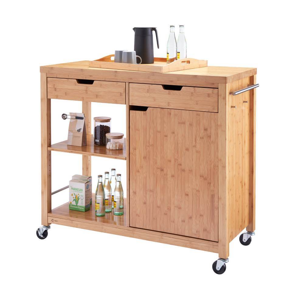 Japandi Solid Wood Kitchen Island