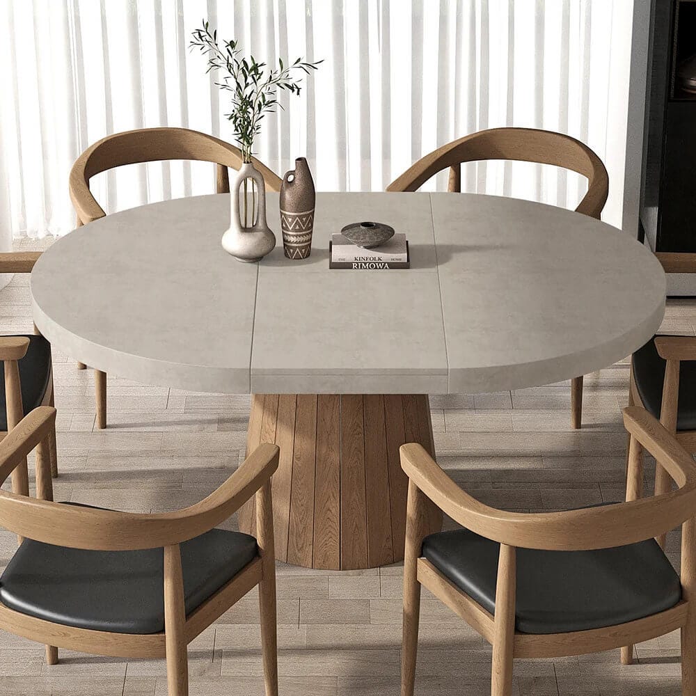 Tailings Oval Japandi Extendable Dining Table