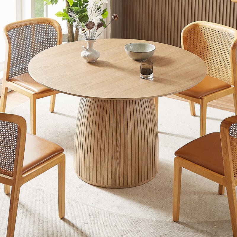 Wood Japandi Round Dining Table