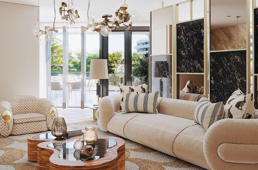 luxury furniture pieces in a modern living room