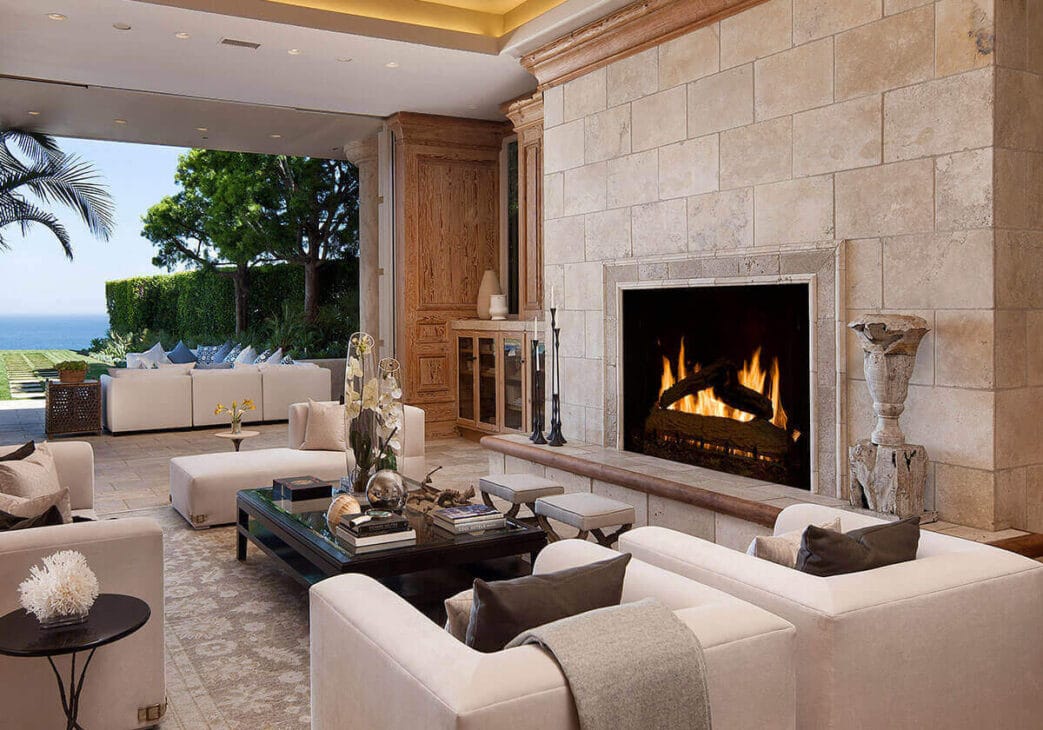 luxury living room fireplace