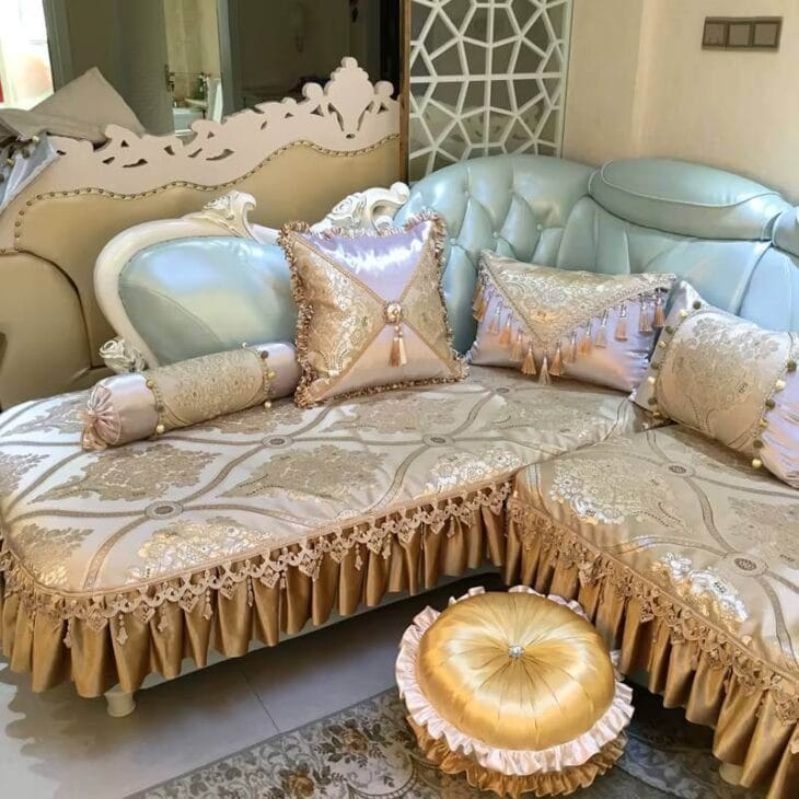 luxury throw pillows in a living room