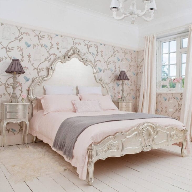 soft pastel color in a French bedroom