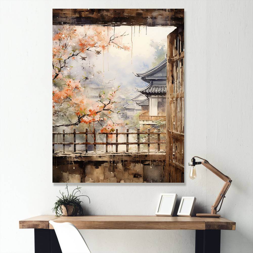 Beige Window to Osaka II Japan Wall Art