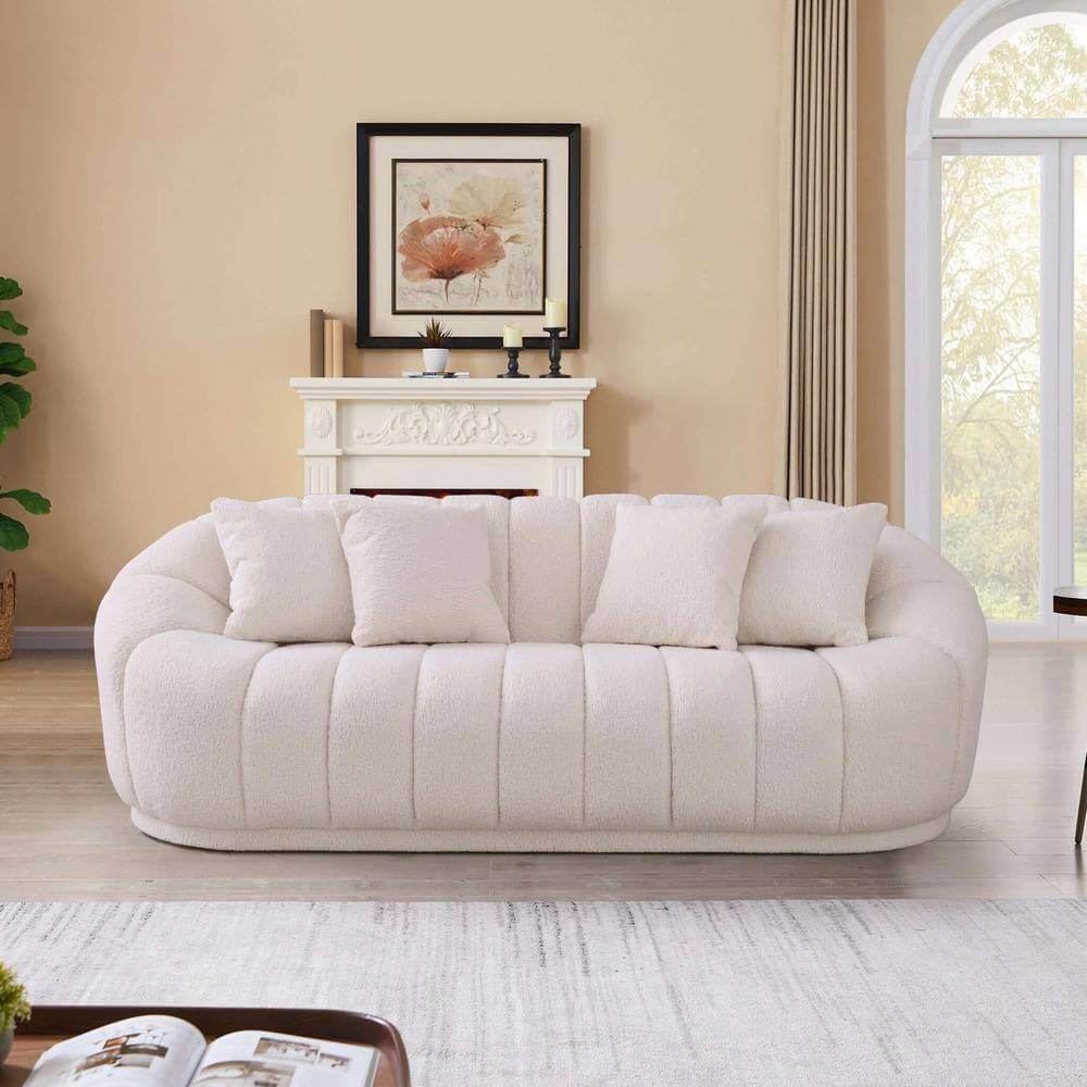 Forest Tight Back Boucle Japandi Couch in White