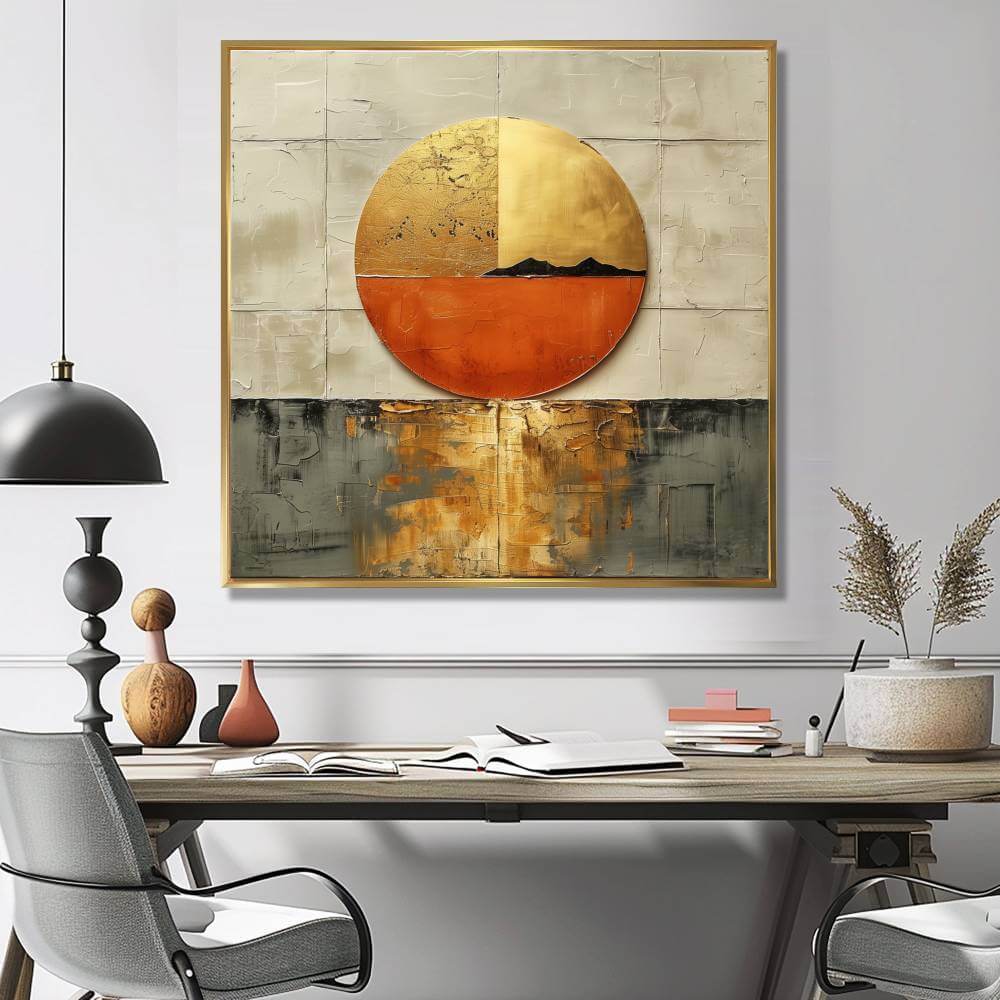 Gold Japanese Sunset on Lake Japan Wall Art Print