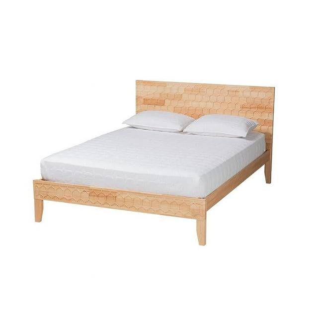 Hosea Japandi Carved Honeycomb Platform Bed