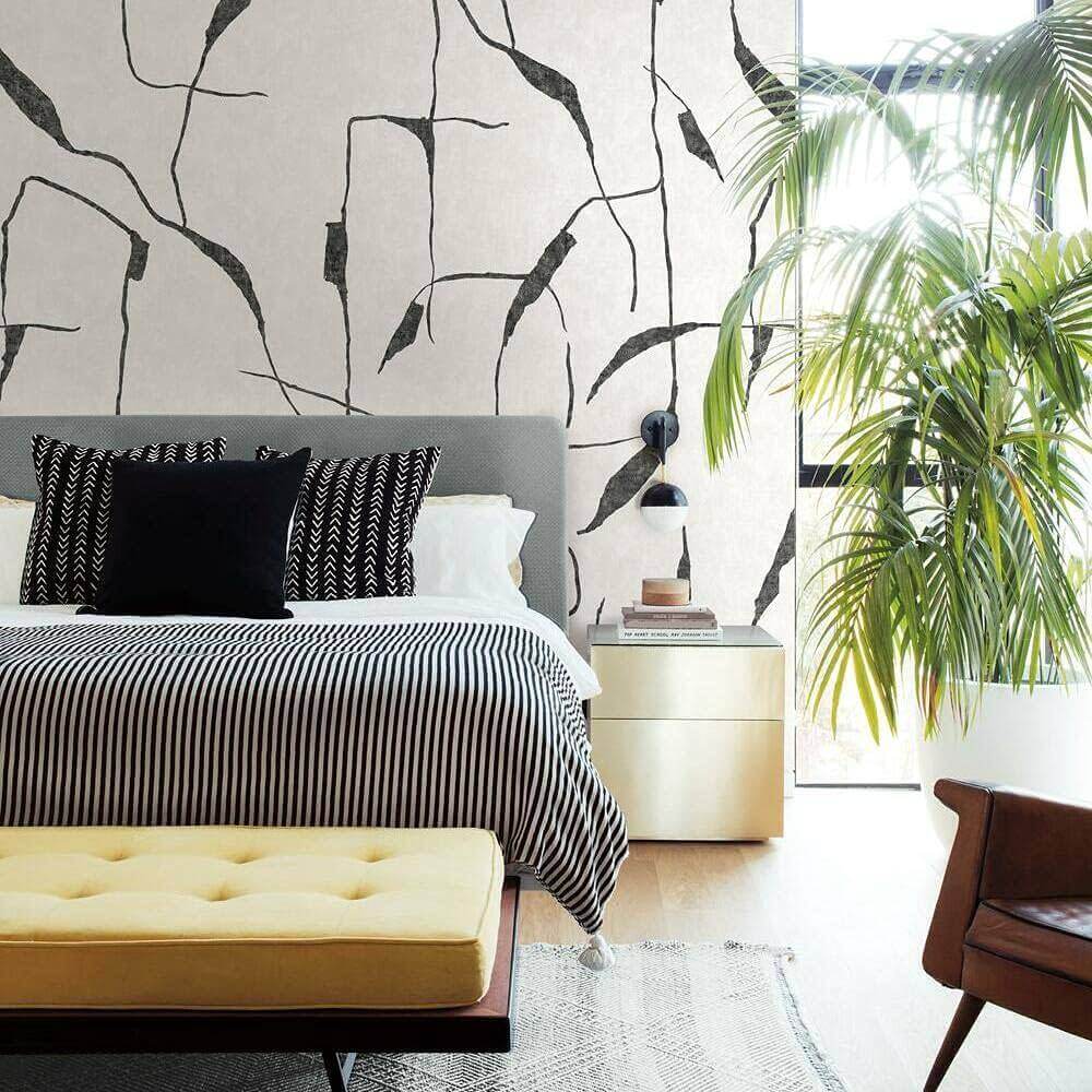 Nikki Chu Taupe and Black Peel and Stick Wallpaper