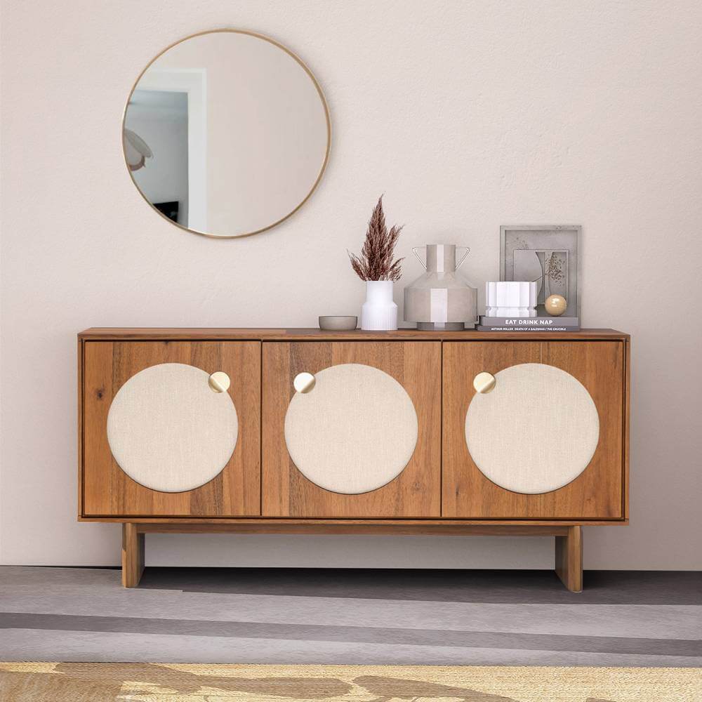 58 Wide Modern Walnut Sideboard Cabinet