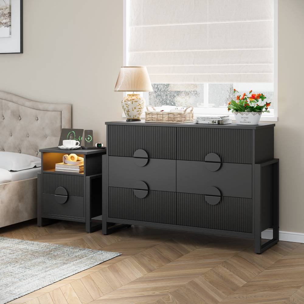 Black Dresser and Nightstand Set
