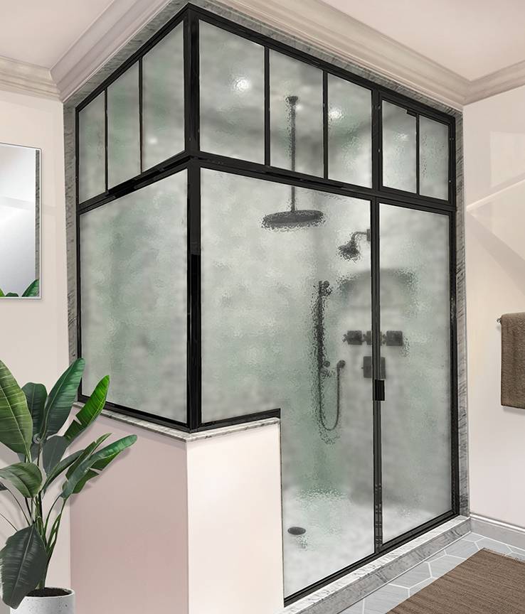Elegant Gold or Bronze-Framed Shower Enclosure