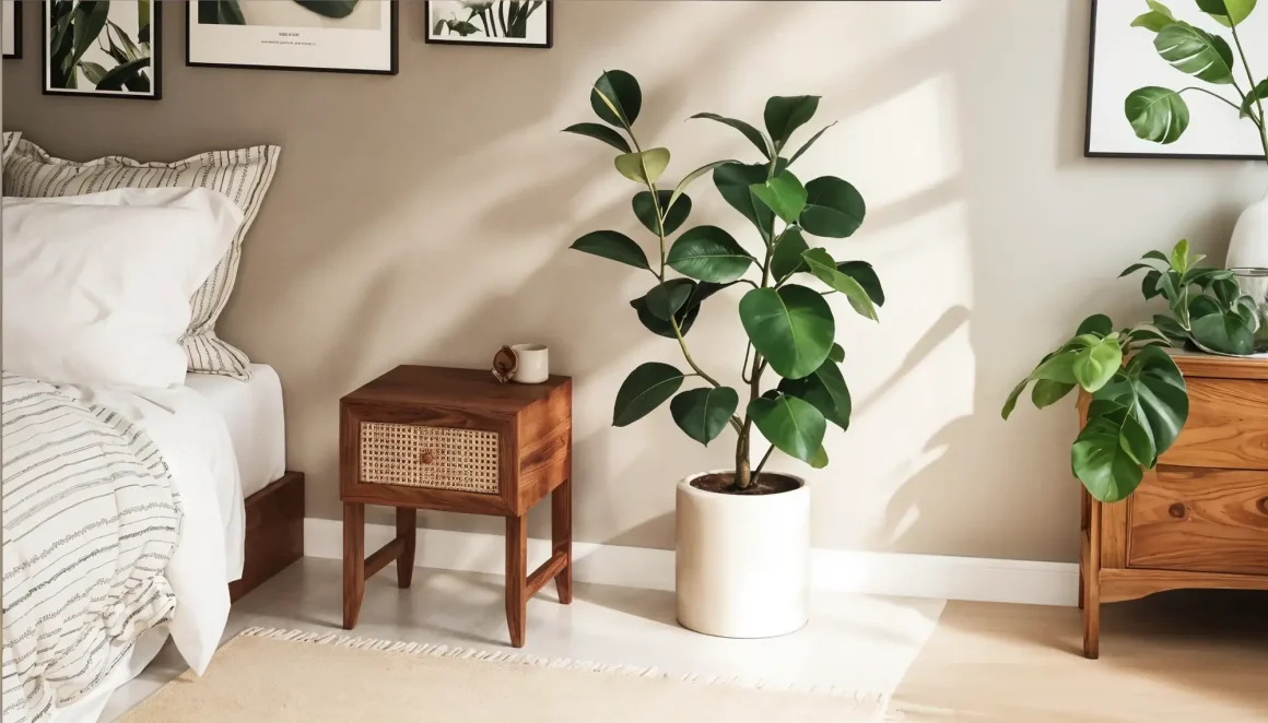 Japandi bedroom plants banner