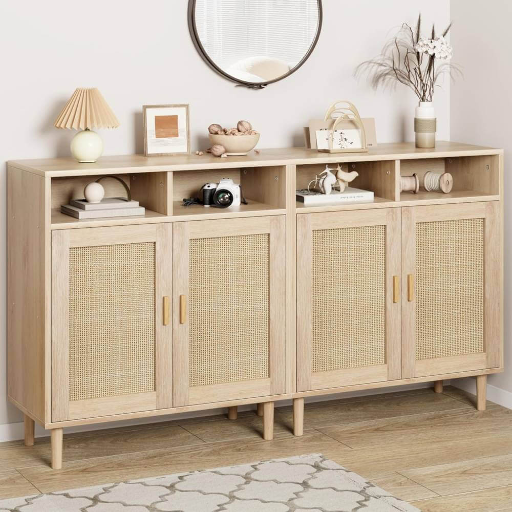 Natural Sideboard Buffet Cabinet in Rattan