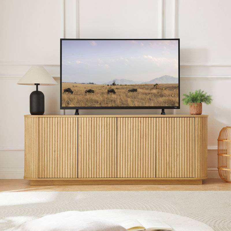 Vertical Striped 4 Door Japandi Sideboard