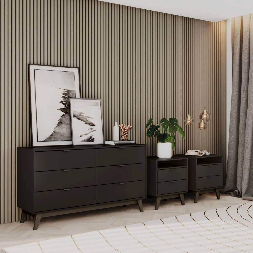 New Hannaford 3 Piece Nightstand and Dresser Set Brown