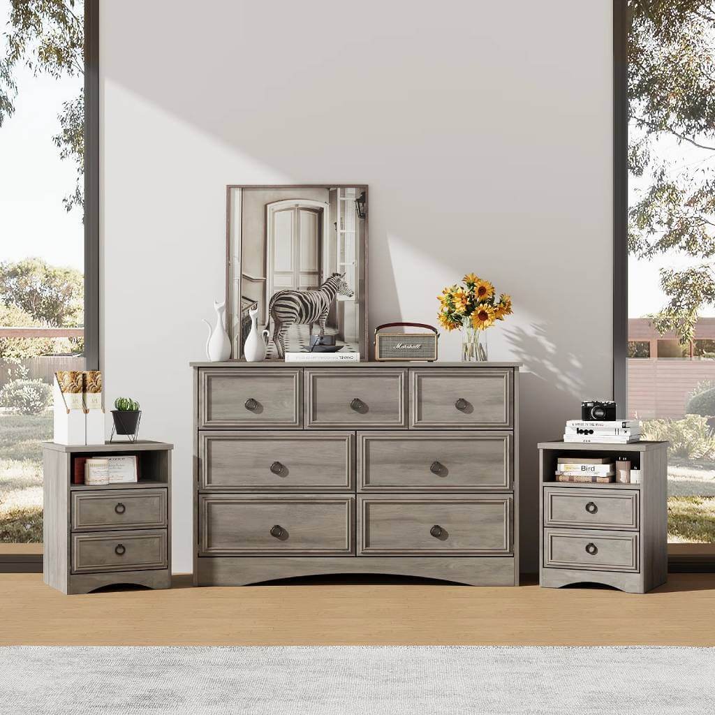 Winston Porter 3 Piece Bedroom Dresser and Nightstand Set