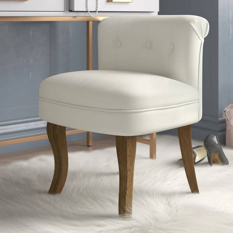 Wooden Vanity Chair with Padded Seat