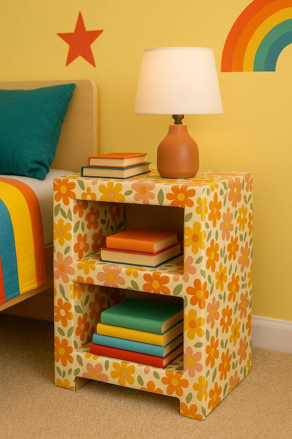 cardboard diy nightstand cheap kids room dorm