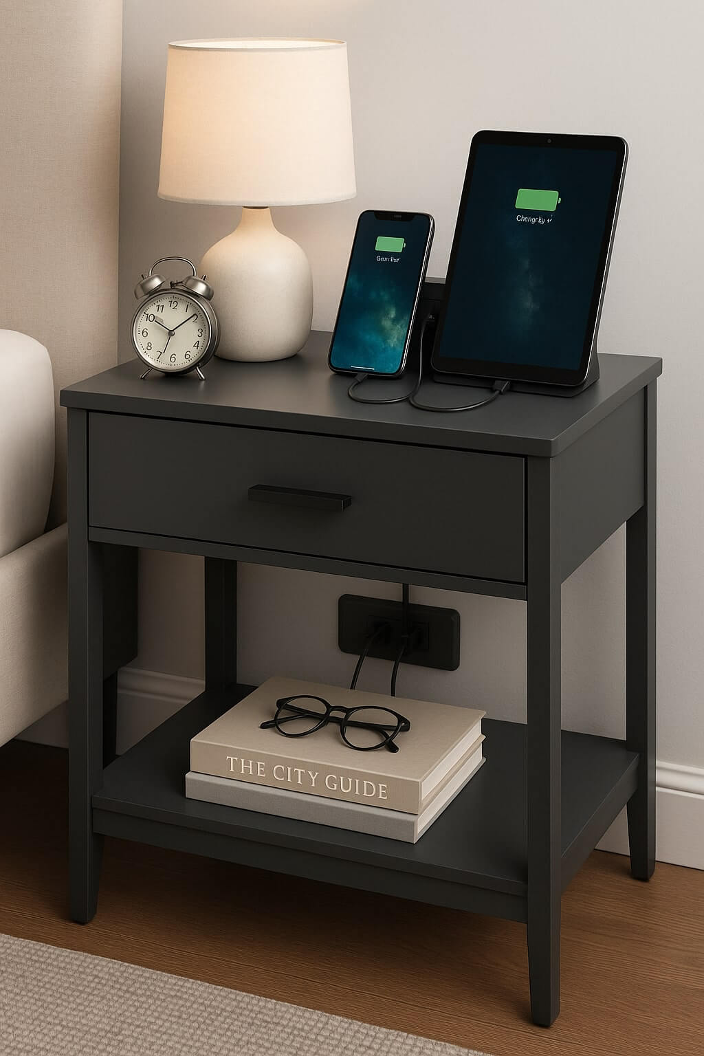 charging station diy nightstand hidden cables