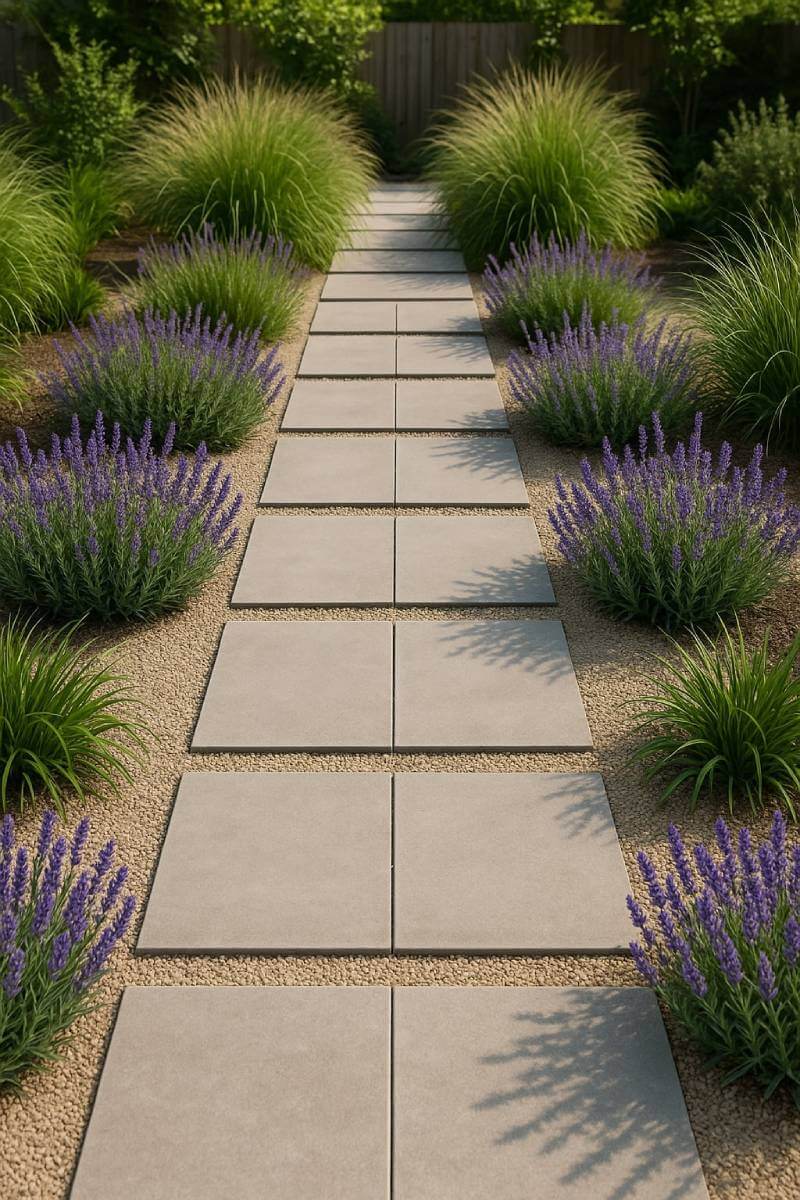 cheap diy concrete paver garden path thyme