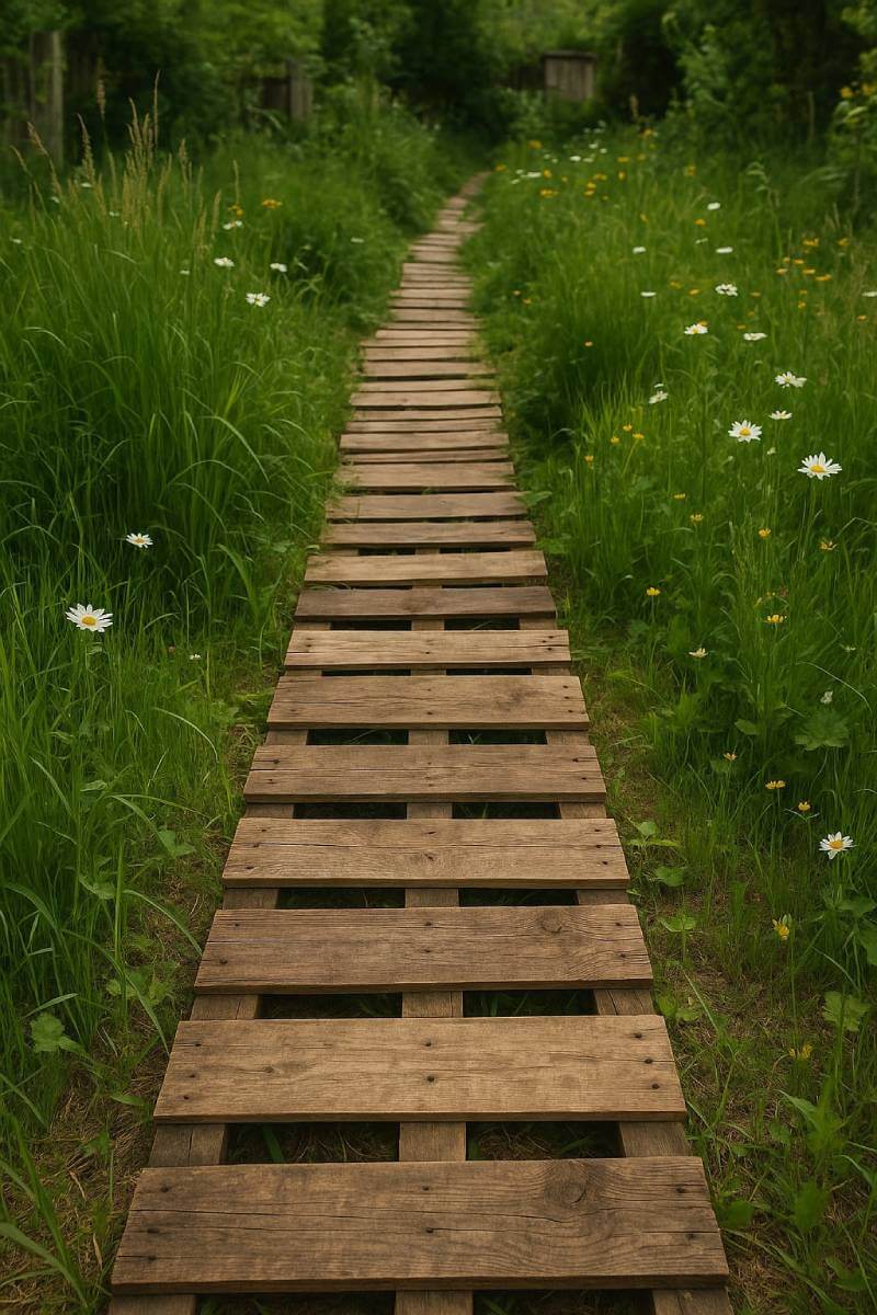 cheap diy pallet wood plank garden path