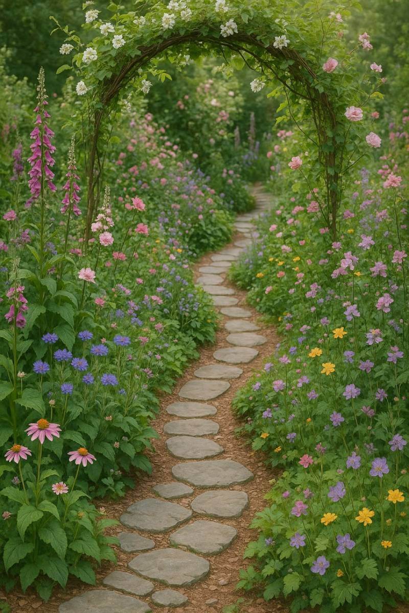 cheap diy rustic curved garden pathway