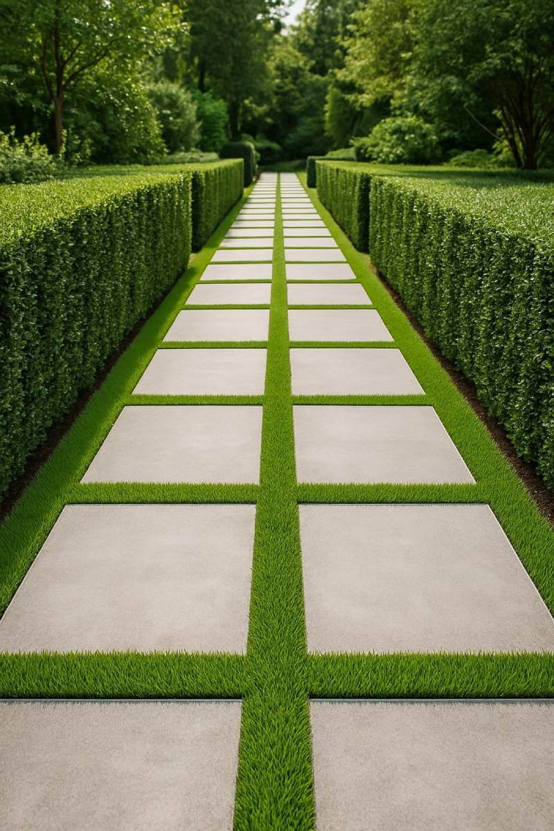 cheap diy turf between pavers garden walkway