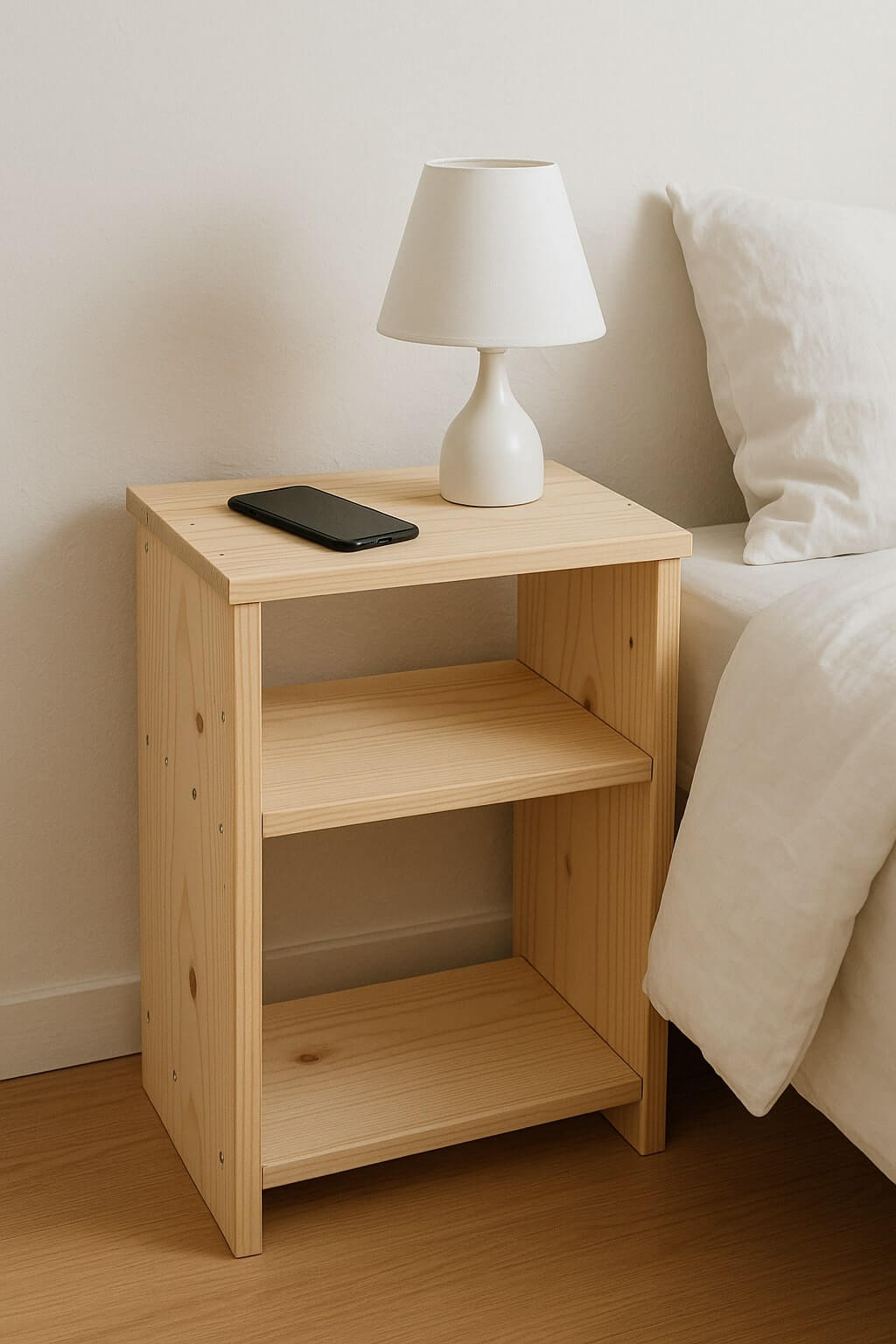 compact diy nightstand small bedroom wood shelf