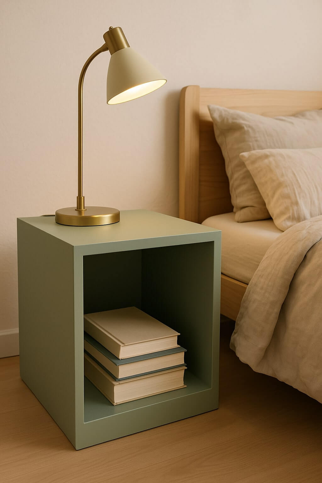 cube diy nightstand easy build sage green