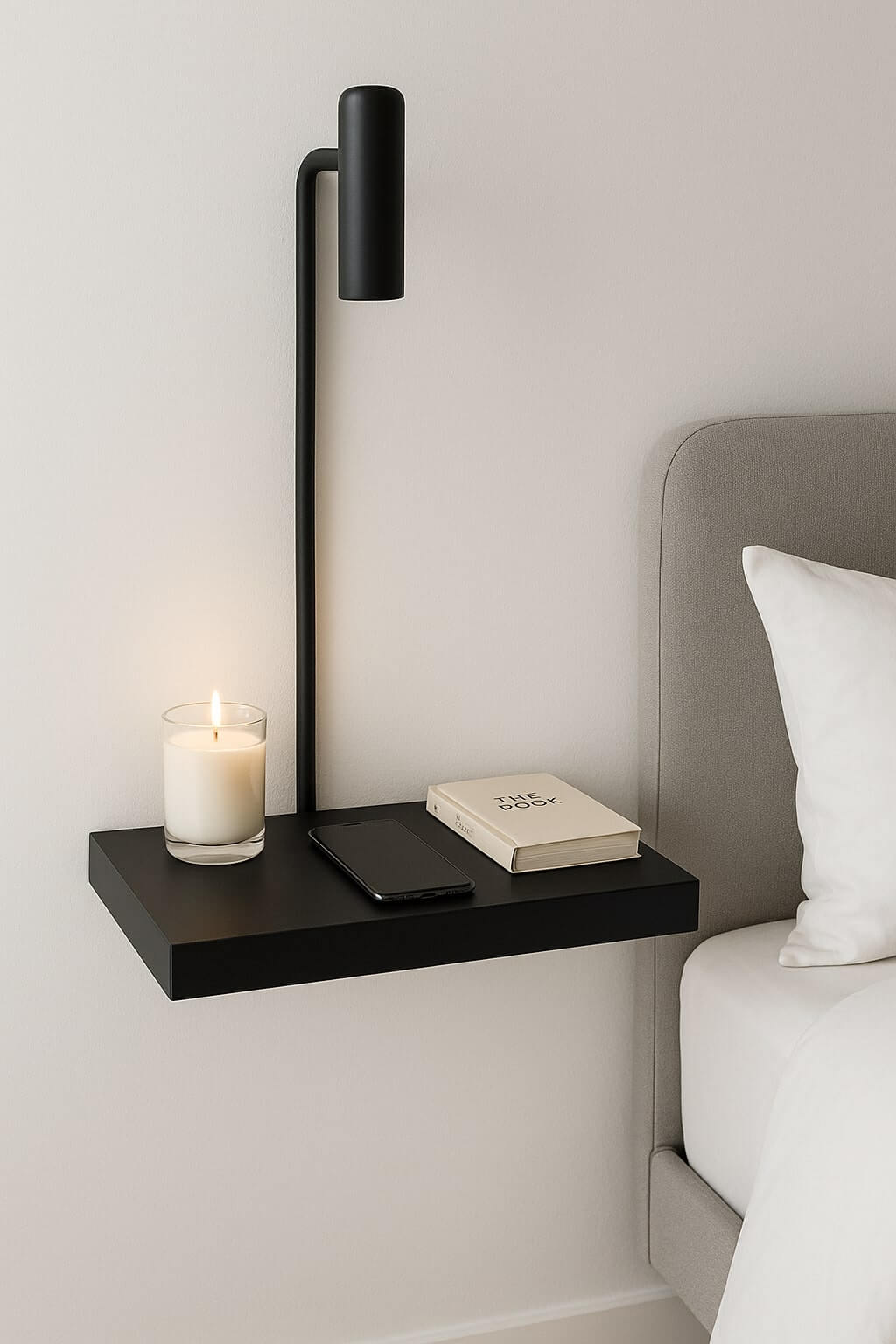 floating shelf diy nightstand modern black wall