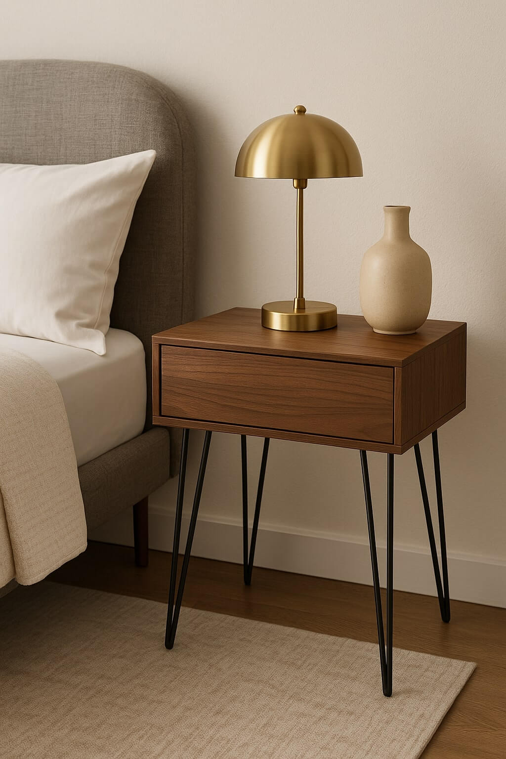 hairpin legs diy nightstand walnut top chic