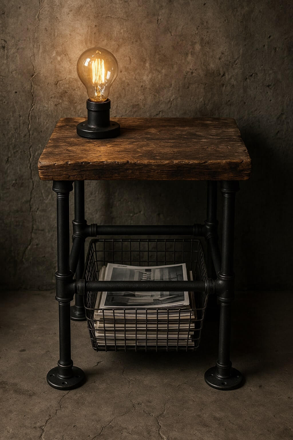 industrial diy nightstand pipe legs reclaimed wood