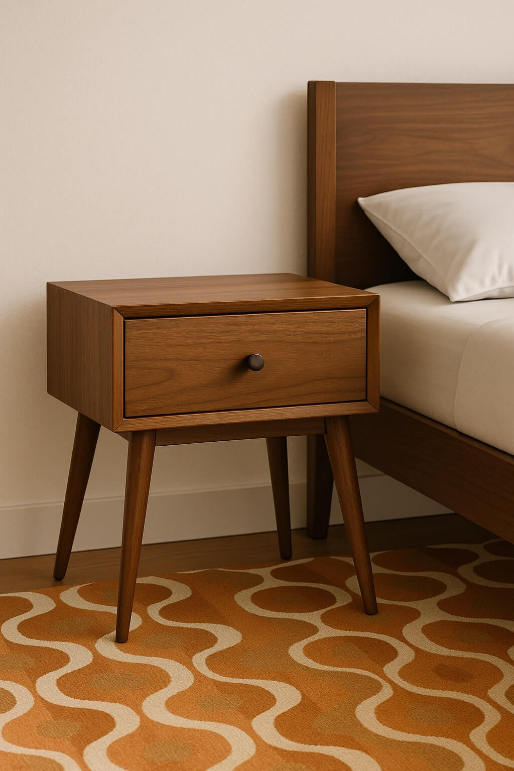 mid-century modern diy nightstand walnut angled legs