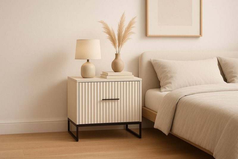 minimalist bedroom fluted nightstand banner