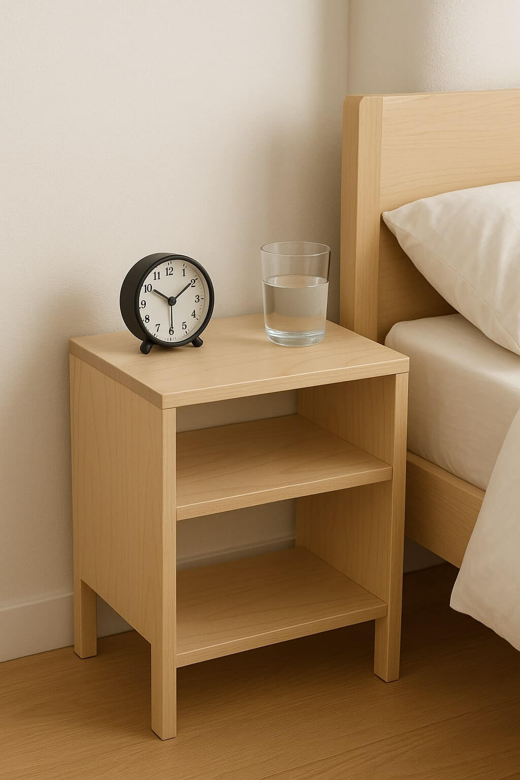 minimalist small diy nightstand birch open shelf