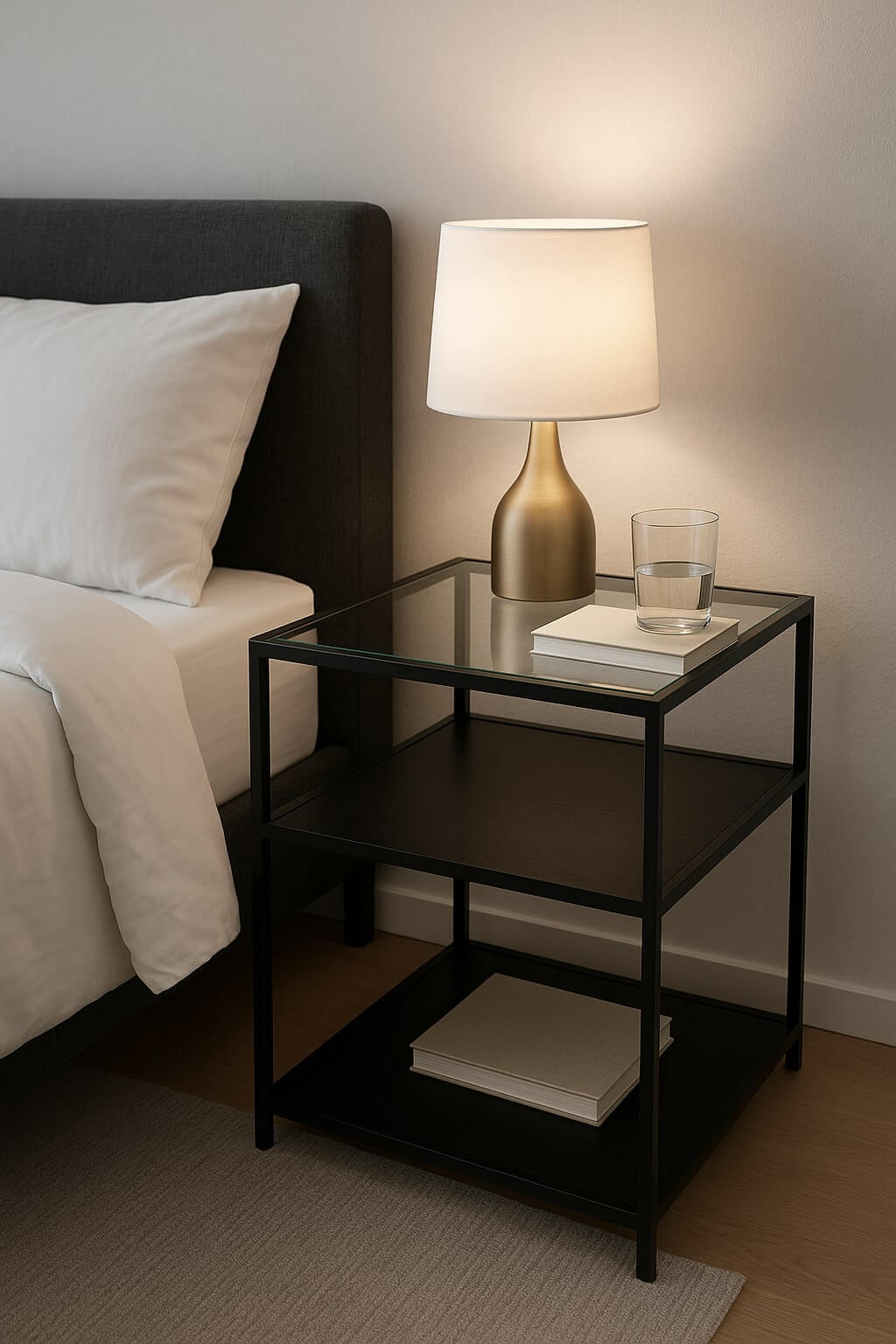 modern diy nightstand tempered glass top black