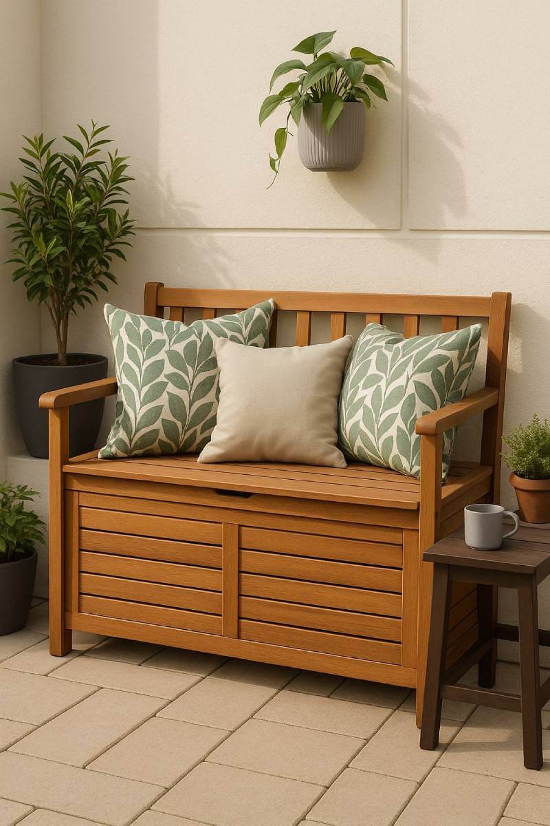 outdoor patio ideas bench with storage