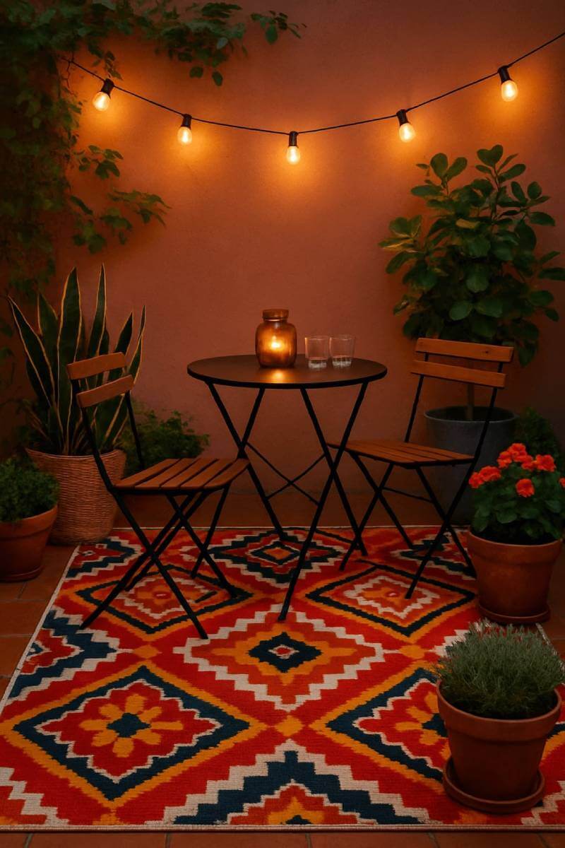 outdoor patio ideas colorful outdoor rug