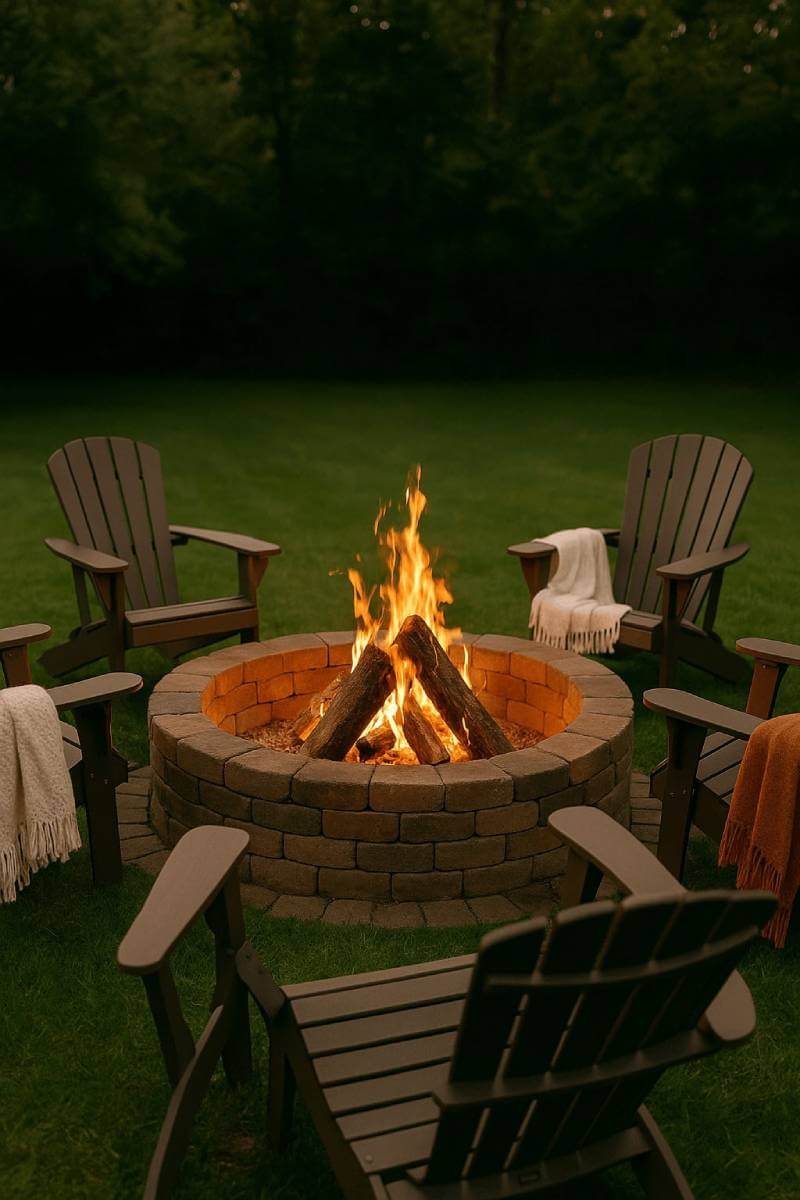outdoor patio ideas diy brick fire pit