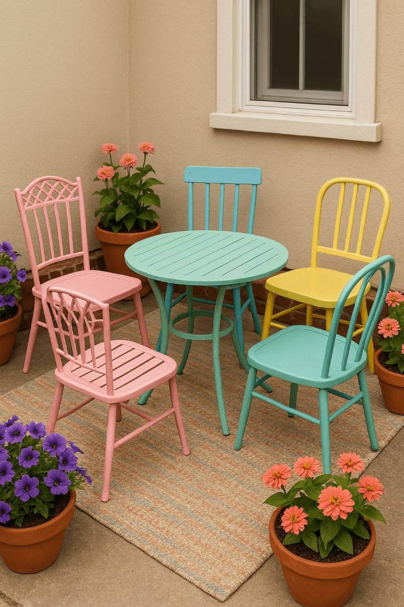 outdoor patio ideas painted old furniture