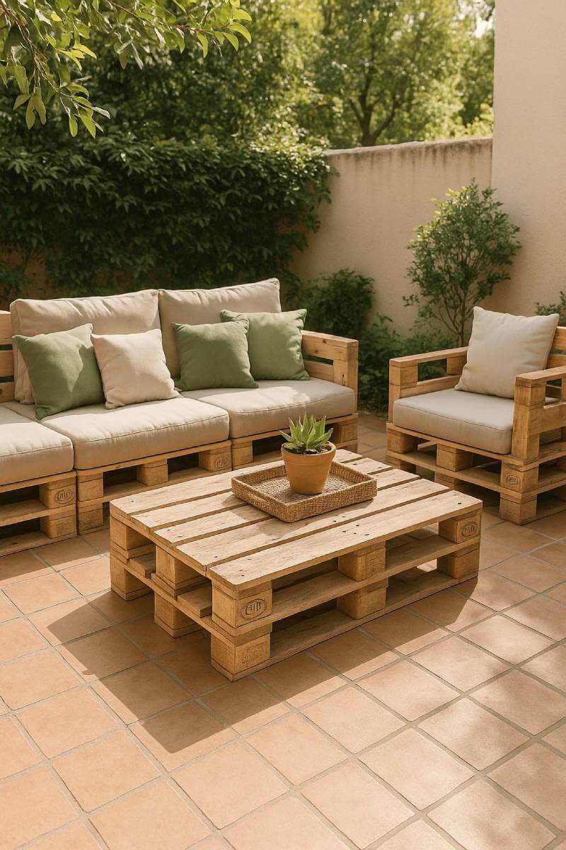 outdoor patio ideas pallet furniture rustic touch