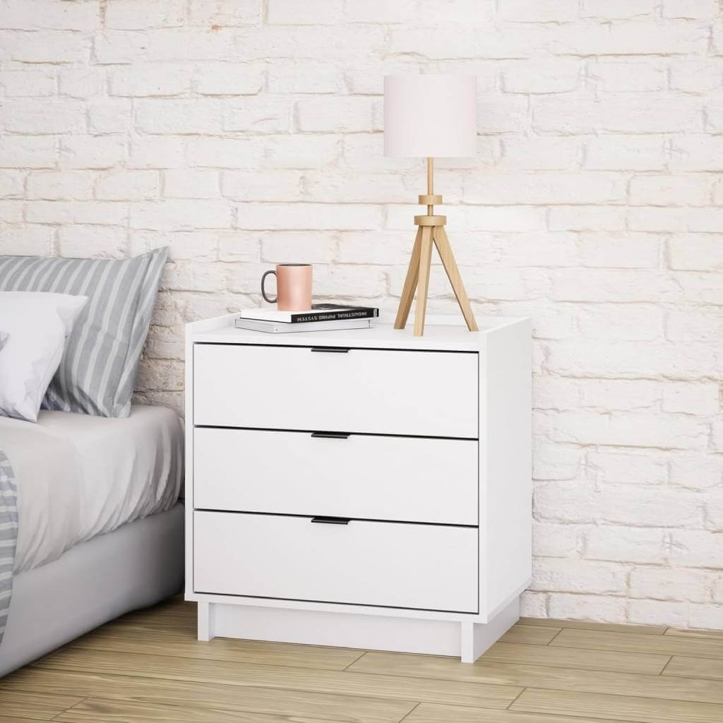 prepac simply modern white nightstand 3 drawers
