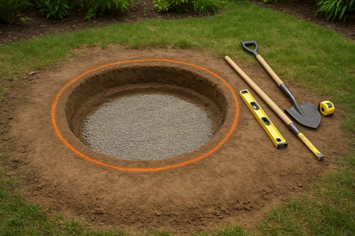 prepare ground dig base smokeless fire pit
