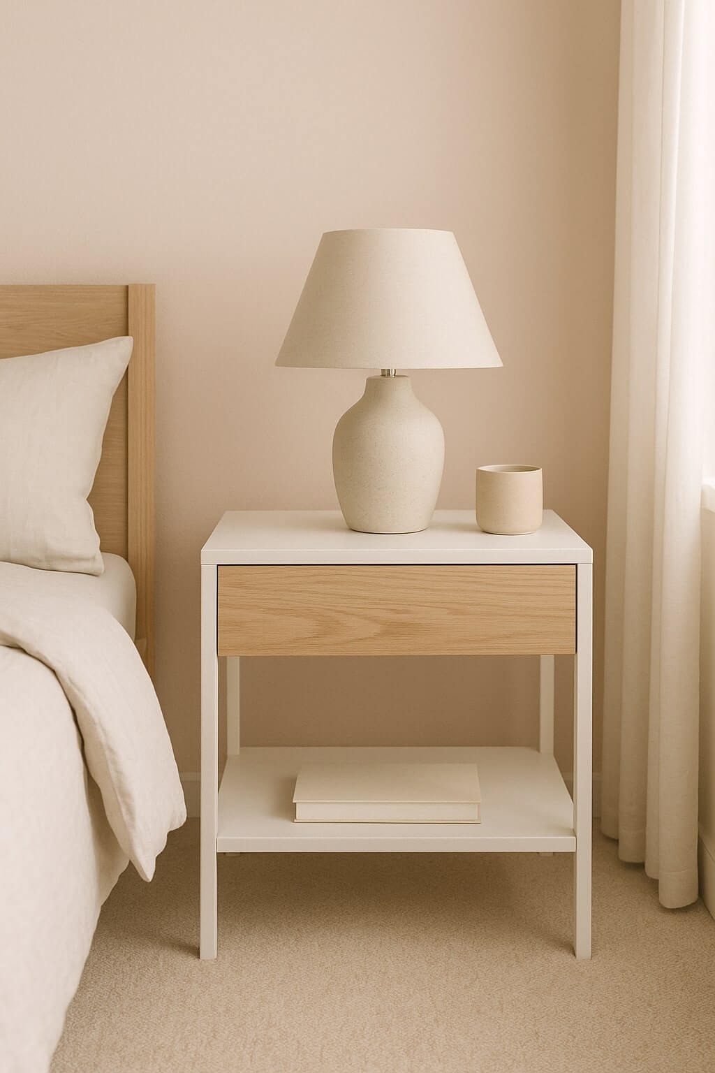 scandinavian diy nightstand clean lines oak white